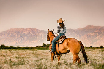 Poster Cowgirl Horseback Riding