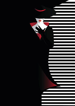 Poster Fashion girl in retro style.