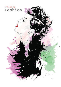 Poster Fashion girl in sketch-style