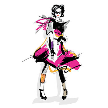 Poster Fashion girl in sketch-style