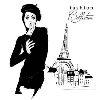 Poster Fashion girl in sketch-style