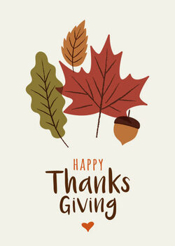 Poster Happy Thanksgiving card with leaves.
