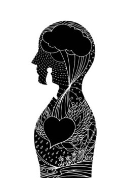 Poster human head, chakra power, inspiration abstract