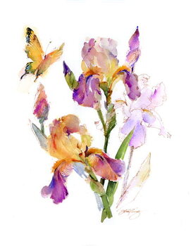 Poster Iris with yellow butterfly, 2016,