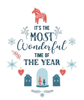 Poster Merry Christmas Background with Typography, Lettering.