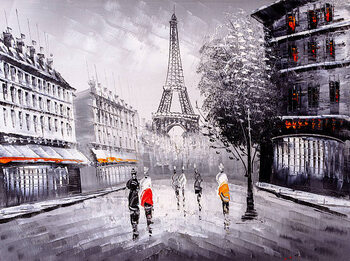 Poster Oil Painting - Street View of Paris