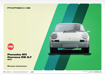 Imprimare de artă Porsche 911 Carrera RS 2.7 - 50th Anniversary - 1973 - White
