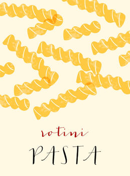 Poster Rotini Italian pasta. Rotini poster illustration.