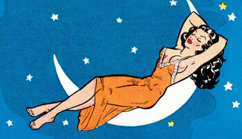 Poster Sleeping woman on the moon