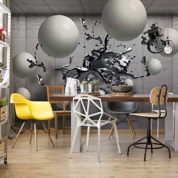 3D Abstract Design Molten Metal Balls Poster Mural XXL