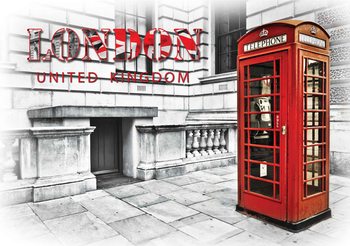 Cabine Téléphonique de la ville de Londres Rouge Poster Mural XXL