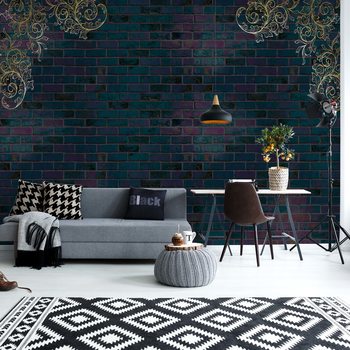Luxury Dark Brick Wall Poster Mural XXL