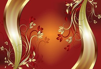 Luxury Ornamental Floral Design Orange Poster Mural XXL