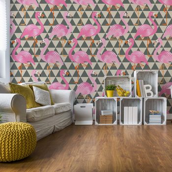 Modern Flamingo Pattern Poster Mural XXL