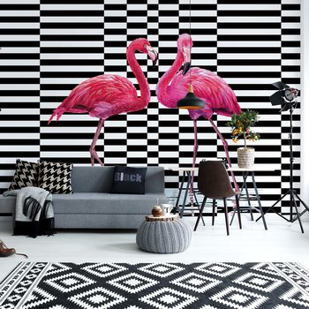 Modern Tropical Flamingos Poster Mural XXL