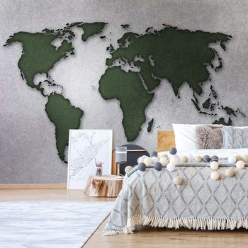 Modern World Map Silver Poster Mural XXL