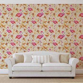 Motif Flamant Roses Oiseaux Poster Mural XXL