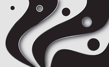 Motif Moderne abstrait Blanc et Noir Poster Mural XXL