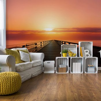 Ocean Pier Sunset Poster Mural XXL