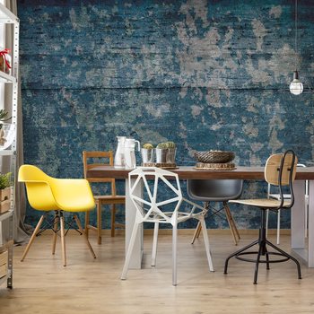 Painted Wood Texture Blue Poster Mural XXL