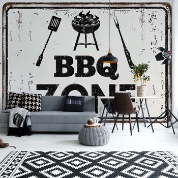 Retro Sign Bbq Zone Poster Mural XXL