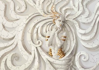 Sculpture Yoga Femme Tourbillons Méduses Poster Mural XXL