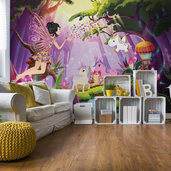 Unicorns And Fairies In The Forest Poster Mural XXL