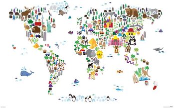 Póster Animal map of the World