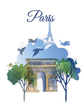 Póster Arc de Triomph. Watercolor vector background
