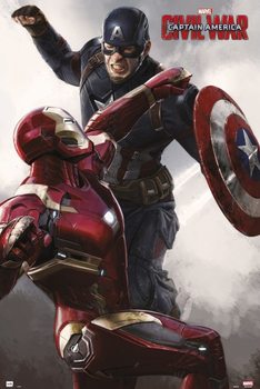 Плакат Capitain America Civil War - Cap VS Iron Man