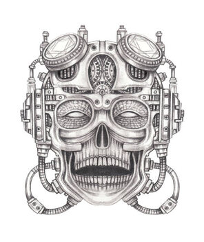 Póster Cyberpunk skull tattoo.