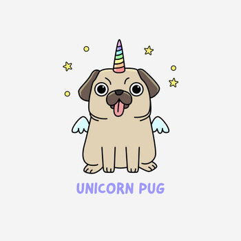 Poster Funny unicorn pug