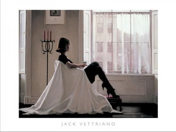 Kunstdruck Poster Jack Vettriano Cafe Days Bild 40 x 50 cm mit Bilderrahmen 