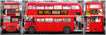 Poster Londen - bus triptych