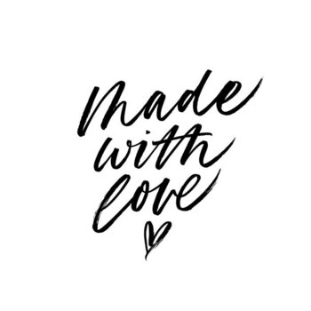 Poster Made with love lettering with heart symbol.