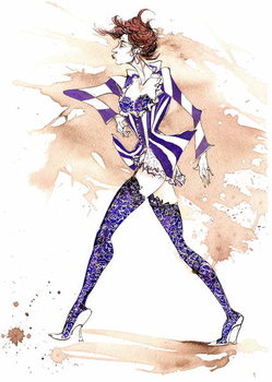 Póster Model in a stripy costume