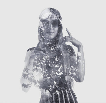 Poster Multiple Exposure of hippie woman