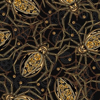 Póster Pattern with robotic spider, spider web of chains