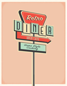 Póster Retro Diner roadside sign poster design