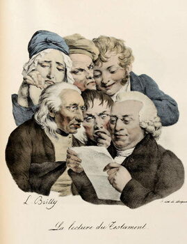 Poster The Reading of the Will Engraving by Louis-Leopold Boilly