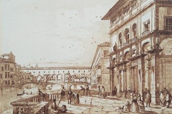 The River Arno with Ponte Vecchio From the Uffizi Terrace Kunstdruck