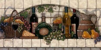 Konsttryck Wine, Fruit and Cheese Pantry