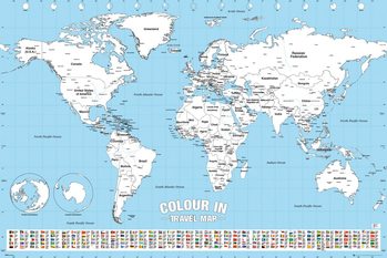 Плакат World Map - Colour In