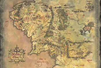Плакат Властелинът на пръстените Карта на Средната земя