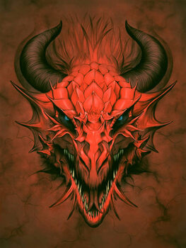Samolepka Red dragon in stone background