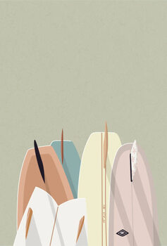 Adesivo murale Retro Surfboards pastel colour