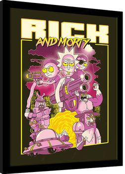Gerahmte Poster Rick and Morty – 80s Action Movie
