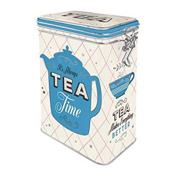 Piatto Scatola di latta con clip Tea Time
