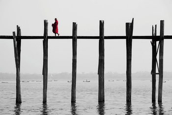 Skleněný Obraz Buddhistický mnich na molu