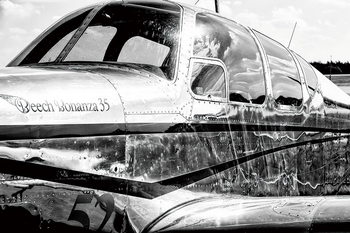 Skleněný Obraz Letadlo - b&w